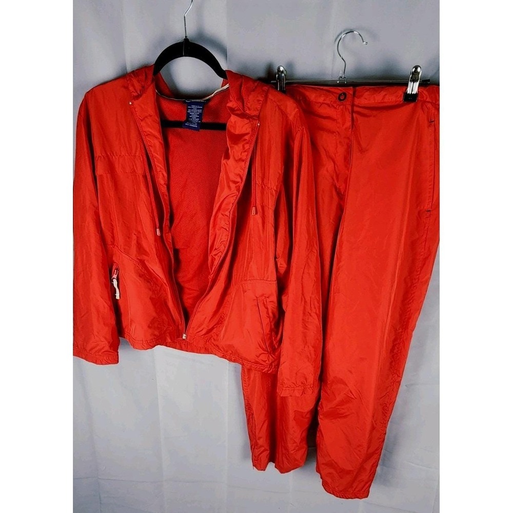 Vintage Catalina Red Track Suit Set Hooded Windbreaker Pants Gorpcore 80s Large
